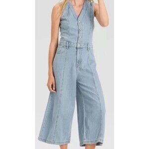 UNIVERSAL THREAD NWT Casual Chic Wide Leg Cropped Sleeveless Denim Jumpsuit Sz17